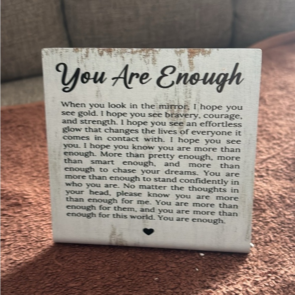 Inspirational 'You Are Enough' Plaque
